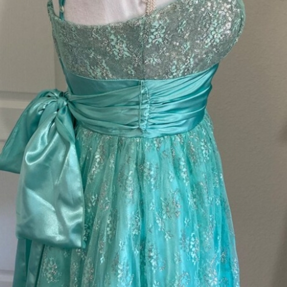 Elegant Aqua Kids Formal Dress with Satin Bow